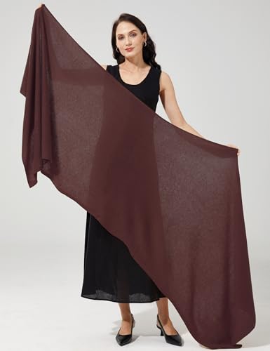 Soft Cashmere Blend Wrap Chic Scarf Stole for Women Wayfarer Travel Extra Large 87"x28" - color: Dark Brown