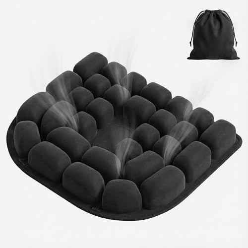Inflatable Travel Seat Cushion for Airplane - Portable Air Pad with Built-in Pump for Long Flights & Car Rides - Ergonomic Tailbone Pain Relief for Office Chair, Wheelchair, Stadium
