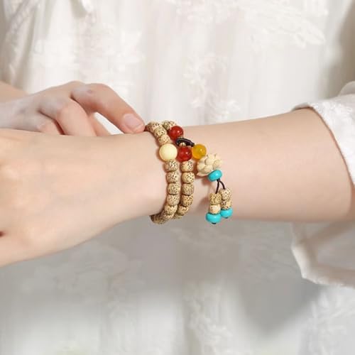 Natural Star Moon Bodhi Bracelet for Women Men Double-loop Winding Star Moon Bead Bracelet Meditatioon Healing Anxiety Relief Energy Buddha Bead Bracelets Birthday Gift - color: Bodhi 26