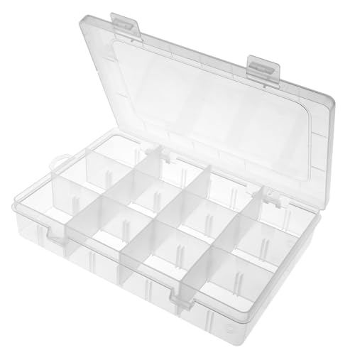 Bead Organizer Box, 1 Pack 12 Grids Plastic Storage Box with 18 Removable Grids Compartments, Small Plastic Jewelry Organizer Box for Beads Jewelry Earring Cosmetics Craft Tackle Pills
