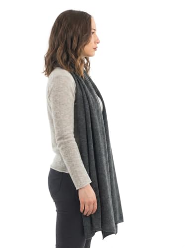 Dalle Piane Cashmere Womens Wool Cashmere Blend Stole Soft Italian Shawl Wrap for Wedding Evening Gift Made in Italy - color: Anthracite