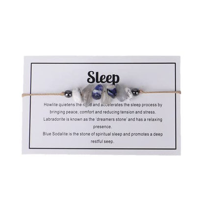 tenghong2021 Chakra Crystal Beaded Bracelet with Wish Card Adjustable Spiritual Anxiety Stone Beads Braide String Bracelet Yoga Meditation for Women Men Jewelry Birthday Gifts - style: Sleep