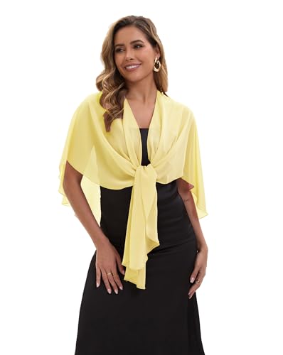 Baoqiya Chiffon Shawl Evening Scarf Shawls and Wraps for Women Wedding Party Bridal Scarves Cover Ups - color: Yellow