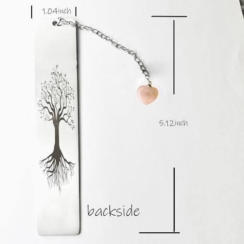 Pretty Bookmark for Women with Pink Crystal Heart Calm Your Mind for Stress and Anxiety Relief Meditation Gift for Women Yogis Friend - color: Love
