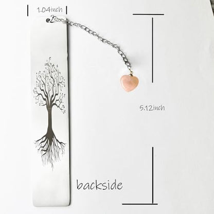 Pretty Bookmark for Women with Pink Crystal Heart Calm Your Mind for Stress and Anxiety Relief Meditation Gift for Women Yogis Friend - color: Love