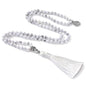 INBLUE 108 Mala Prayer Beads Wrap Necklace with Long Tassel Boho Necklace for Women Amazonite Bead Bracelet with Spiritual Tree of Life Pendant 108 Beads Necklace for Meditation - color: Natural White Howlite