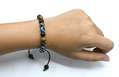 Amazing Gemstone Evil Eye Bracelets for Men Women - Ultimate Protection - Black Obsidian, Tigers Eye and Hematite - Healing Bracelets Gifts for Mom Mothers Day Pulseras Para Hombres Mujer - color: Ultimate Protection