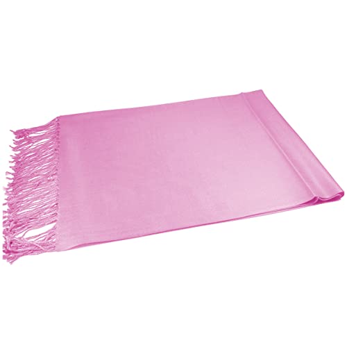 Glory Max Women Large Soft Silky Pashmina Shawl Wrap Scarf in Plain Solid Colors - color: Pink