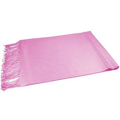 Glory Max Women Large Soft Silky Pashmina Shawl Wrap Scarf in Plain Solid Colors - color: Pink