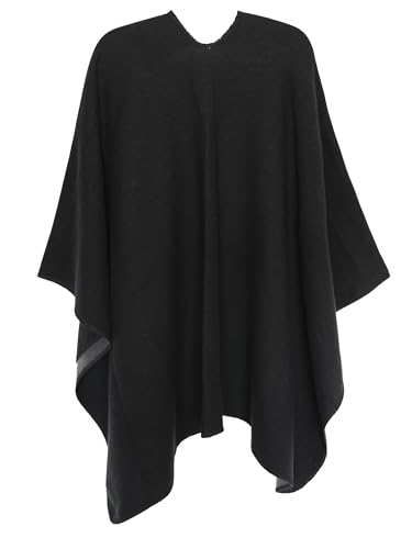 MissShorthair Women's Printed Shawl Wrap Fashionable Open Front Poncho Cape, Gift for Women - color: B-gray Black