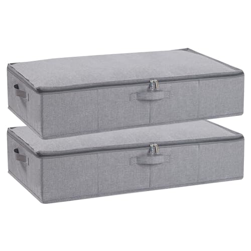 Under Bed Storage Containers, 23.6 x 11.8 x 5.9 Inch Collapsible Clothes Organizers With Handles, Storage Bins With Lids, Grey, 2 Pack - color: Grey, size: 23.6x11.8x5.9in(2-Pack)