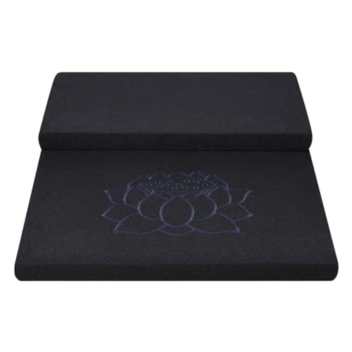 Square Meditation Cushion Mat Set with Washable Cotton Linen Cover, Larger Thick Yoga Mat Bolster Floor Pillows Seating for Adults Upgraded Meditation Accessories black-60 * 5cm - color: Black, size: 60*5cm