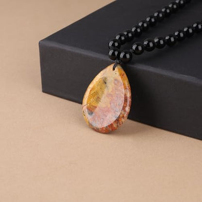 COAI Thumb Worry Stones Necklace for Men Women, Handmade 108 Mala Beaded Necklace for Women Men 8MM - style: Onyx & Crazy Lace Agate