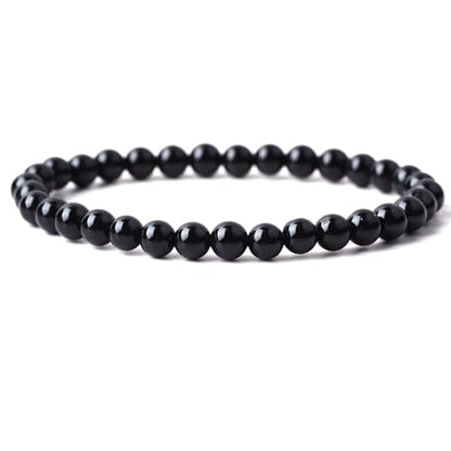 Handmade Stretch Elastic Bracelet Natural Stone Crystal Healing Power Energy Gifts for Reiki Nature's Beauty and Spiritual Essence Unisex 6mm - color: Black Agate