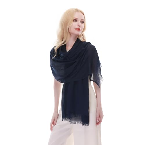 RIIQIICHY Scarf for Women Lightweight Solid Color Long Fashion Gauze Scarves Shawl Wrap - color: Navy
