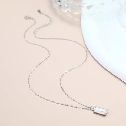 EVEYE 925 Sterling Silver Moonstone Square Pendant Necklace for Women New Beginnings Natural Healing Gemstone Necklace Jewelry, Healing Gifts Divorce Gifts for Women, New Job Gift