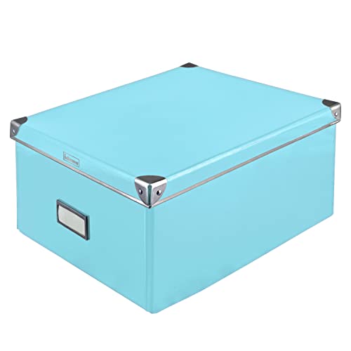 Idena 11009 Storage Box Made of Solid Cardboard Lid Reinforced with Metal Includes Labelling Field Approx. 36 x 28 x 17 cm Turquoise