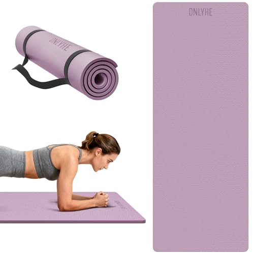 Yoga Mat Extra thick 8mm Exercise mat, Soft Lightweight TPE Fitness Mat with strap, High Elasticity, Anti-fatigue,non-slip mat for Women, Yoga, Camping, Travel, Gym & Outdoor | 72"L x 0.32"Th - color: Taro Purple, size: Widen(26 inch width)