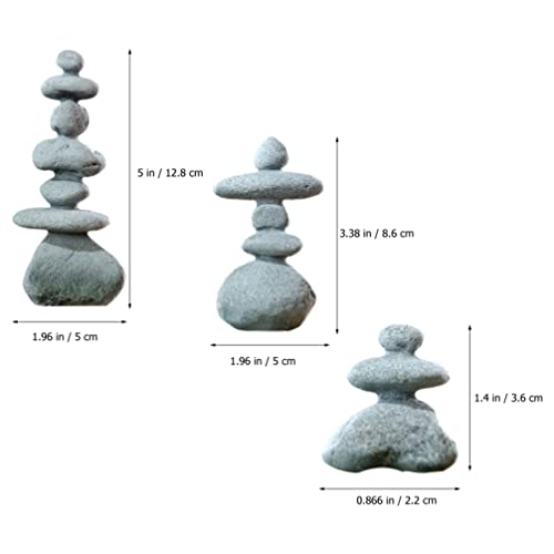 YARNOW Simulated Stacking Ornaments 3Pcs Mini Zen Garden Rocks for Aquarium Decoration Japanese Style Balanced Stones Sculpture for Outdoor Patio and Home D Cor