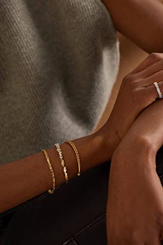 POTESSA 18K Gold Plated Cuff Bracelets Adjustable Dainty Bangle Handemade Jewelry for Women - style: Weave Braided Wheat