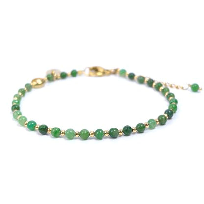 3mm Natural Gemstone Beaded Bracelet for Women, Dainty Tiny Charm Jewelry, Adjustable 7.1-8.6" Ideal Birthday Holiday Gift