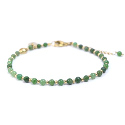 3mm Natural Gemstone Beaded Bracelet for Women, Dainty Tiny Charm Jewelry, Adjustable 7.1-8.6" Ideal Birthday Holiday Gift