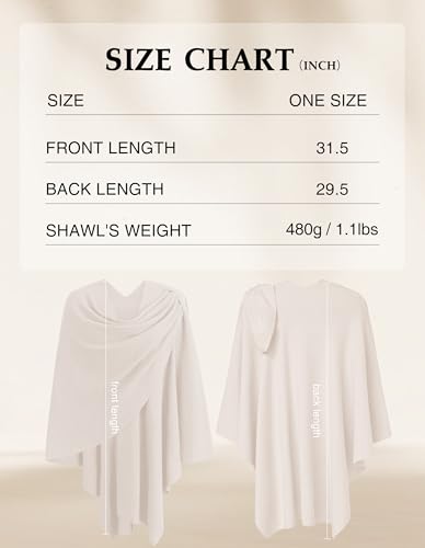 PULI Womens Large Cross Front Poncho Sweater Wrap Topper Knitted Elegant Shawls Cape for Fall Winter - color: 1-cream