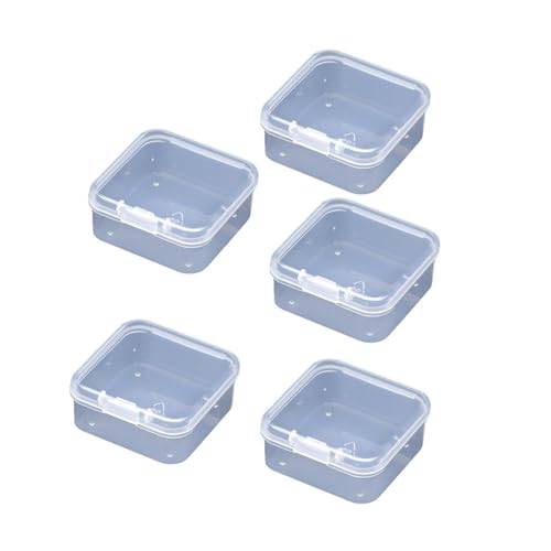 5 Pcs Clear Plastic Jewelry Storage Containers, Mini Square Box Empty Case with Lid Jewelry Boxes Jewelry Accessories for Earplugs, Jewelry, Hardware or Other Small Crafts