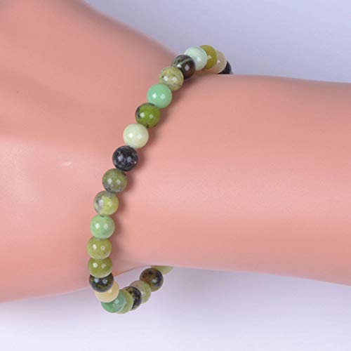 Justinstones Gem Semi Precious Gemstone 6mm Round Beads Stretch Bracelet 6.5 Inch Unisex - color: Australian Chrysoprase