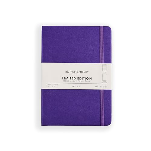 myPAPERCLIP Limited Edition A5 Ruled Notebook | 192 Pages, 100 GSM, Soft Cover, A5 (5.83 × 8.27 in) | Flat Lay | Bookmark & Elastic Closure | Amethyst - color: Amethyst, style: Ruled