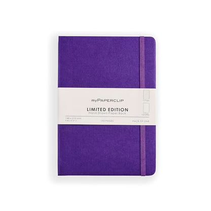 myPAPERCLIP Limited Edition A5 Ruled Notebook | 192 Pages, 100 GSM, Soft Cover, A5 (5.83 × 8.27 in) | Flat Lay | Bookmark & Elastic Closure | Amethyst - color: Amethyst, style: Ruled
