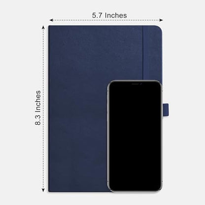 RETTACY Dotted Journal Notebook, 2-Pack, 160 Numbered Pages per Pack, A5 Medium Size (5.7'' x 8.3''), 120 GSM Thick Paper, Leather Hardcover, for Journaling (Navy Blue & Navy Blue) - color: Navy Blue & Navy Blue, style: Dotted