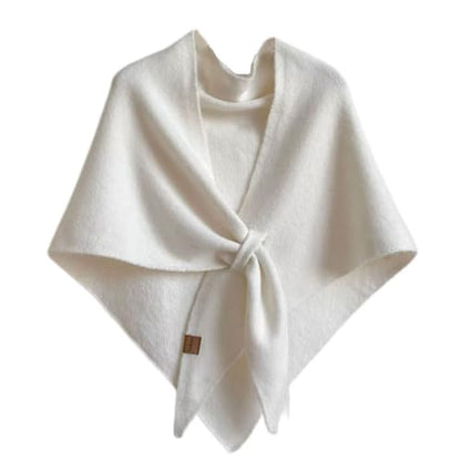 Women's Wool Shawl Wraps Knitted Casual Soft Scarf Pashmina Shoulder Cover-ups 2025 Fall Winter Cardigan Wrap - color: Off-white