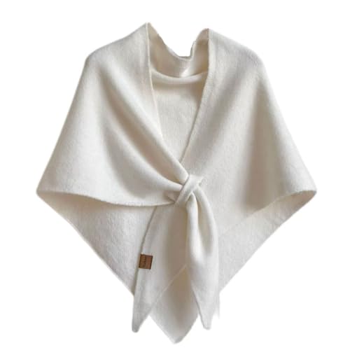 Women's Wool Shawl Wraps Knitted Casual Soft Scarf Pashmina Shoulder Cover-ups 2025 Fall Winter Cardigan Wrap - color: Off-white