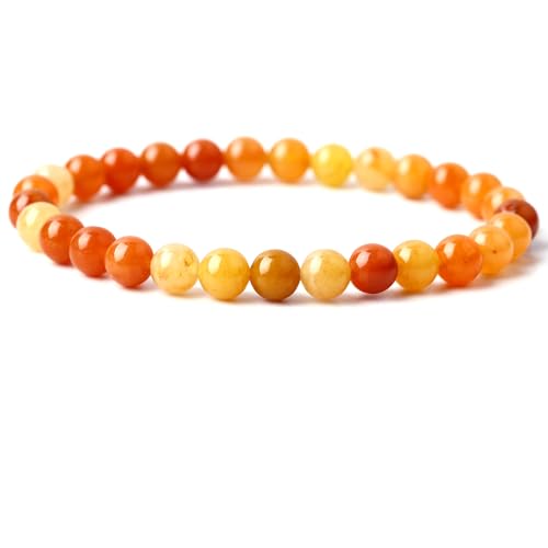 Handmade Stretch Elastic Bracelet Natural Stone Crystal Healing Power Energy Gifts for Reiki Nature's Beauty and Spiritual Essence Unisex 6mm - color: Red Adventurine