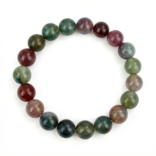 Indian Agate Bracelet, Handmade 10mm Natural Gemstone Beaded Bracelets, Energy Healing Crystal Stretch Bracelets for Women