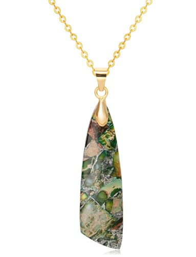 Nature Stone Necklaces for Women Boho Pendant Necklace 18K Gold Chain Necklaces