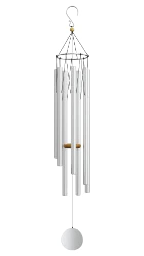 Wind Chimes for Outside and Inside – 44 inch – 528hz Solfeggio Healing Tones - Silver