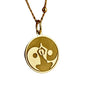 LKBEADS Meditation Engraved Coin Pendant Necklace 24mm with 18 Inch Cable Chain | Sterling Silver Gold Plated | Unisex Gift Jewelry|LK_PNDN_1048