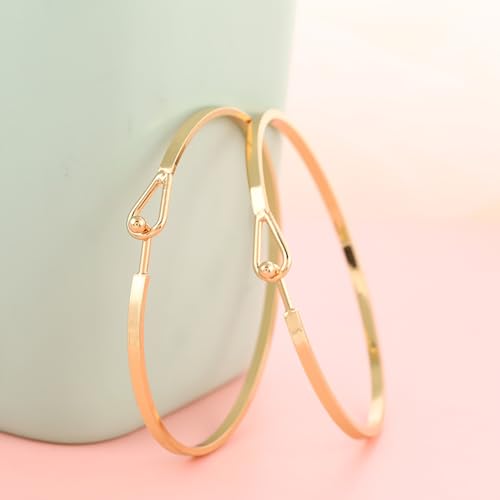 Dainty Gold Bar Bracelets for Women 18K Gold Plated Handmade Minimalist Bangle Adjustable Simple Delicate Cuff Bangle Hook Bracelets Trendy Jewelry Gifts - color: Gold