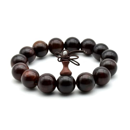 Zen Dear Unisex Natural Rosewood Prayer Beads Buddha Buddhist Prayer Meditation Mala Necklace Bracelet - style: 15mm 15 beads
