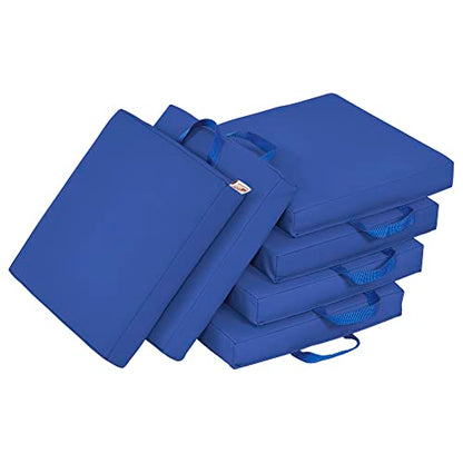 ECR4Kids SoftZone Square Floor Cushions with Handle, Flexible Seating, Blue, 6-Piece - color: Blue