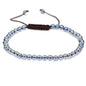 Keleny Natural Gemtones 4mm Round Beads Crystal Adjustable Braided Macrame Tassels Bracelets Unisex - color: Coated Blue Clear White Quartz