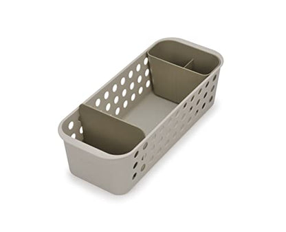 Joseph Joseph EasyStore - Slimline Bathroom essentials Storage Basket Organiser with moveable pot and divider, Ecru - size: Slimline (Pack of 1)