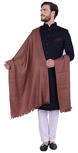 Large Prayer Shawl Pure Wool Wrap India Clothing Gift for Men & Women - color: Brown 10