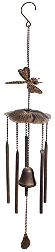 Anderson's Dragonfly Wind Chimes, Antique Metal Outdoor Decor for Garden, Patio, Porch, or Memorial Gift, 30" Soothing Sound, Faux Patina Finish, No Assembly, Great for Relaxation & Meditation - color: Dragonfly