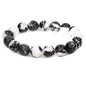 Keleny Semi Precious Stones Natural Gemstones 12mm Round Beads Crystal Stretch Bracelets 7 Inch Unisex - color: Black White Zebra Jasper