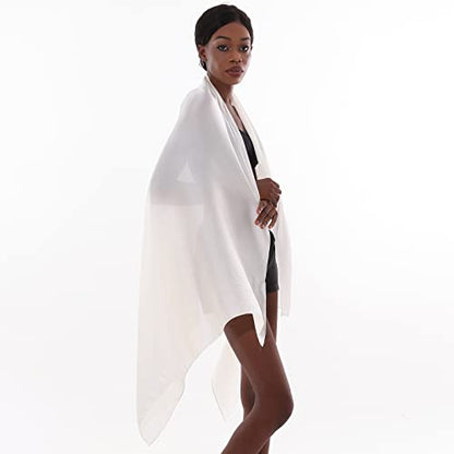 Womens Scarf Pashmina Shawls and Wraps for Evening Dresses Like Chiffon Silk Scarf for Bridal Wedding - color: Ivory