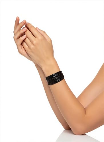 Edoneery Leather Wrap Bracelet for Women, Boho Handmade Multi-Layer Cuff with Crystal Beads Heart, Stackable Bangle Western Jewelry Gift - style: Leather(Black)