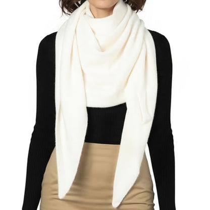 RIIQIICHY Shawl Wrap Women Pashmina Triangle Cape Knit Sweater Scarf for Fall Winter Fashion Accessory - color: Ivory